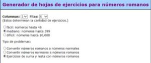 Hojas de ejercicios con números romanos