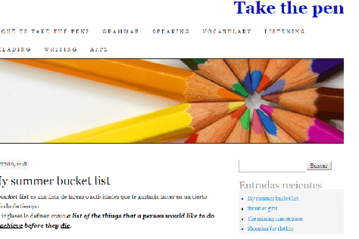 Recursos para aprender inglés con Take the pen Home take the pen