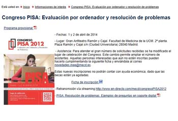 Congreso Pisa 2012: Evaluación Por Ordenador Y Resolución De Problemas
