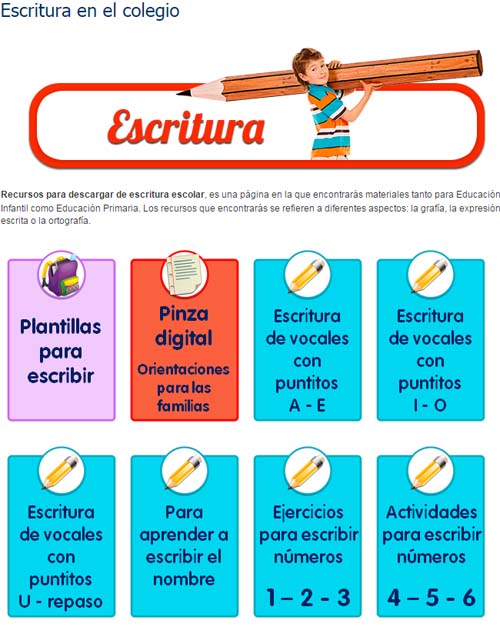 familia y cole actividades para primaria caligrafía