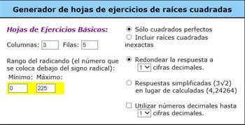 Hojas De Ejercicios De Raíces Cuadradas