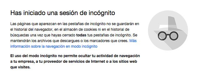 Sesión de incógnito en Chrome