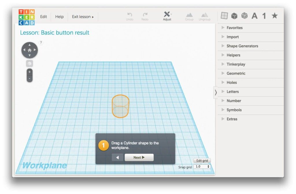 tinkercad tutorial button lesson