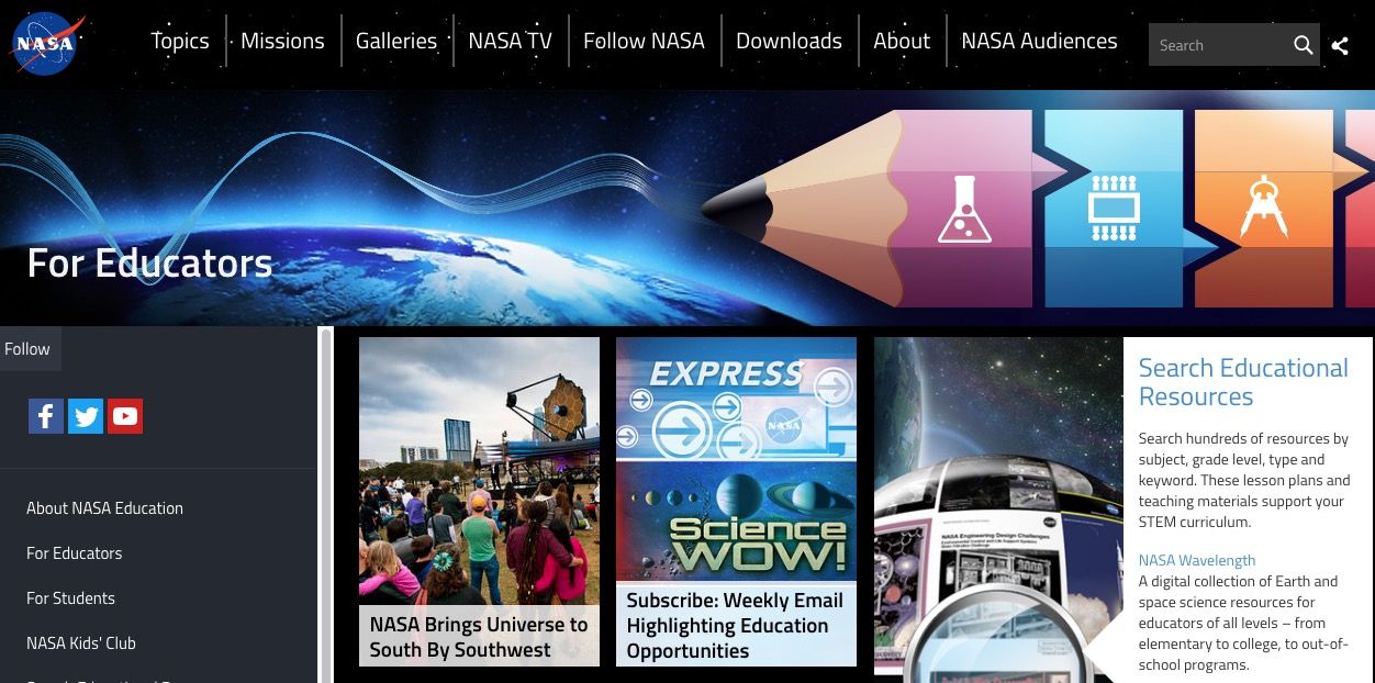 nasa educators web