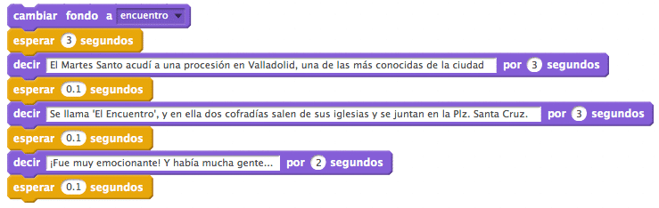 Código de ejemplo en Scratch