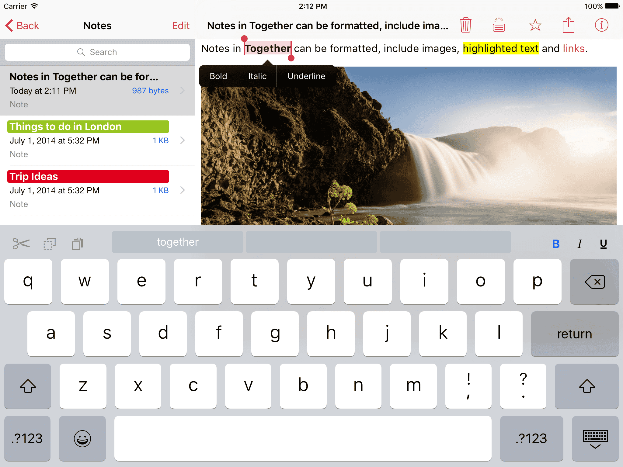 TOGETHER PARA TOMAR NOTAS EN TABLET