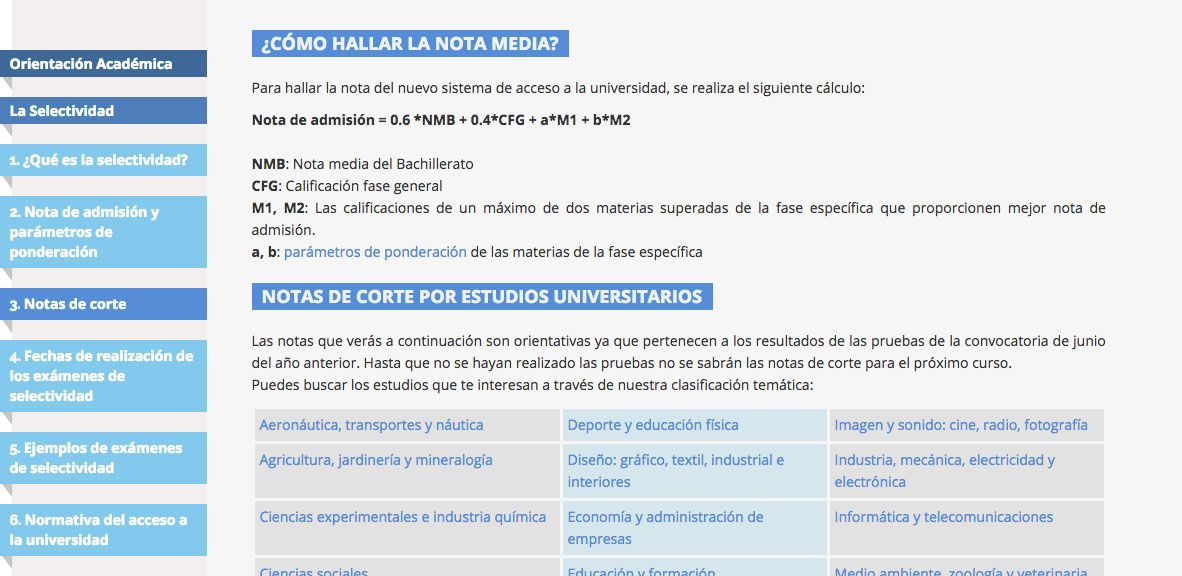 Educaweb Notas de corte