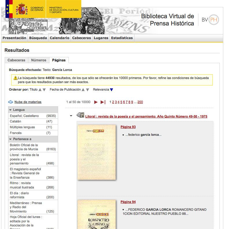 Biblioteca Virtual Prensa Historica Garcia-Lorca