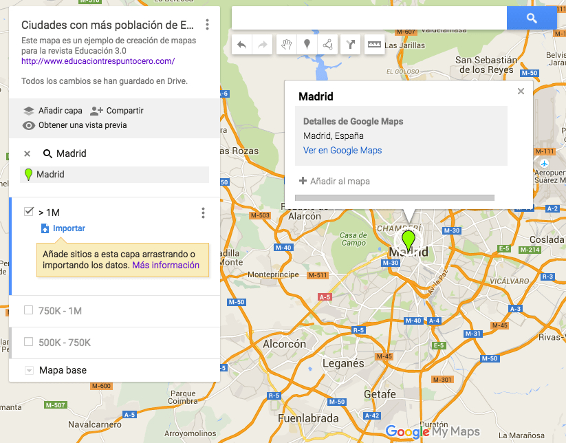 crear un mapa en Google Maps Madrid