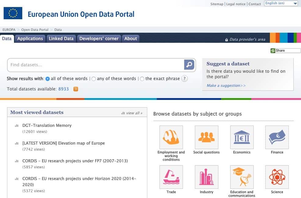 Europe Open Data portal