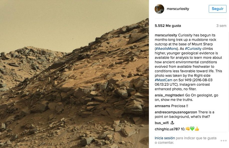 Mars Curiosity Instagram