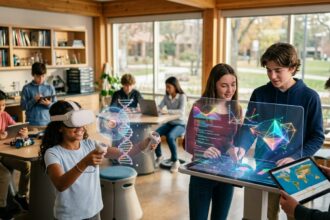 quiero una imagen destacada realista y creativa para mi post. tiene que estar optimizada para discover y no puede contener texto en la imagen. este es el título: Ideas y propuestas para aprovechar la tecnología en educación, en cualquier asignatura y curso