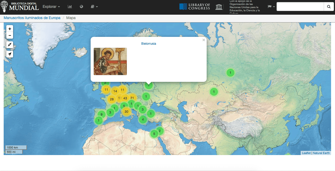 Mapas interactivos de la Biblioteca Mundial Digital