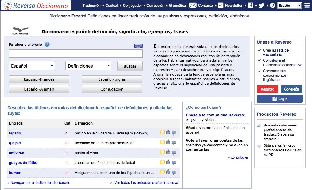 Diccionarios online español Recopilación para usar en clase