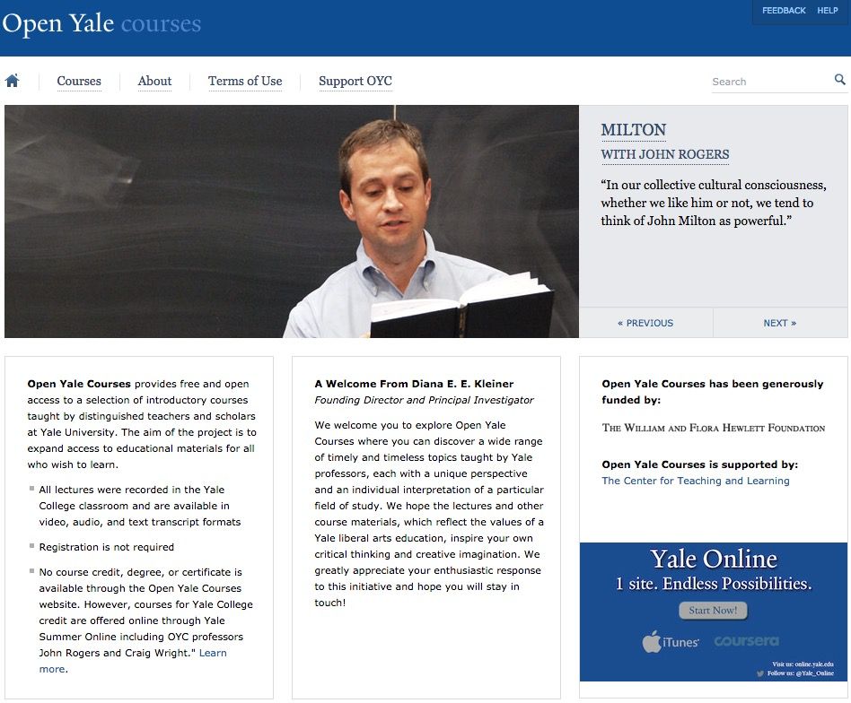 Open Yale courses formación online