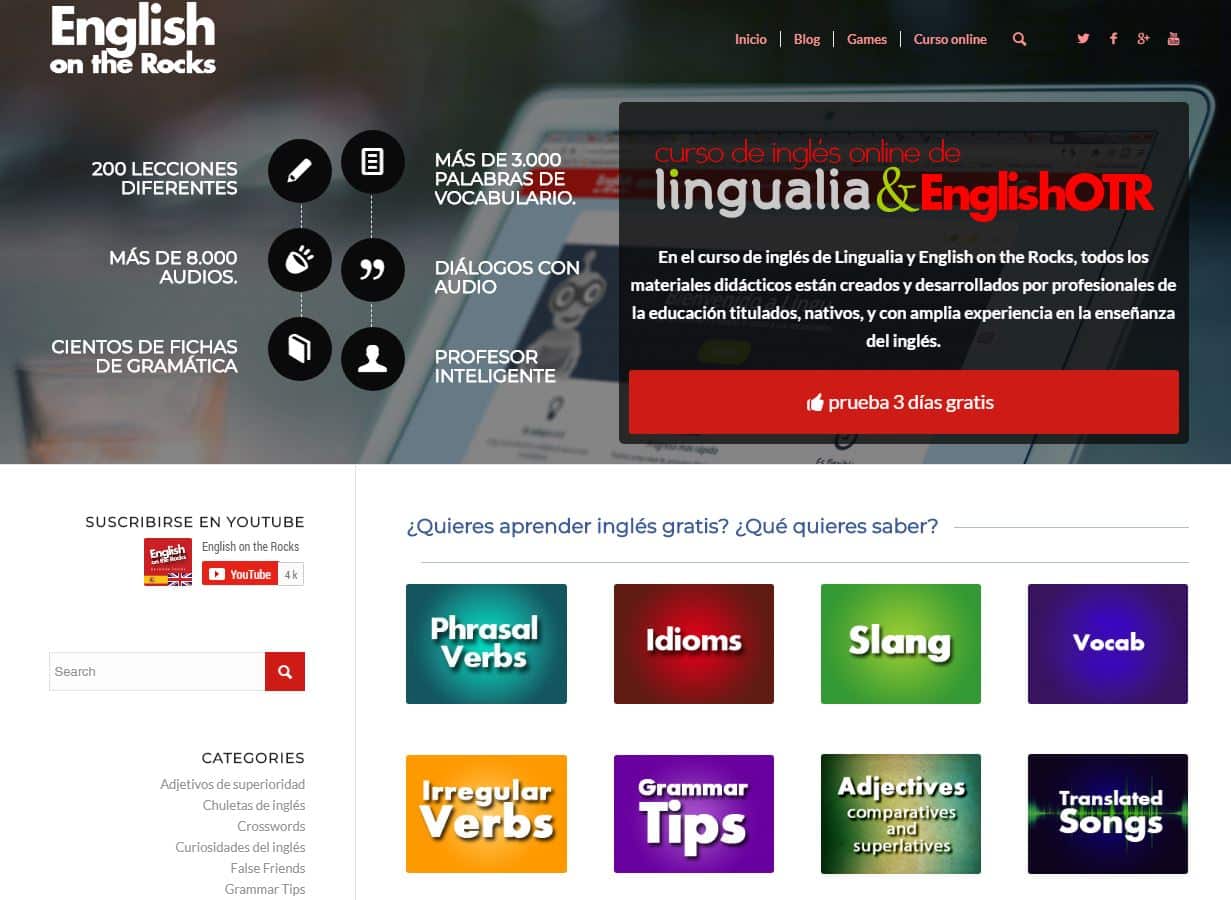 webs para aprender inglés english on the rocks