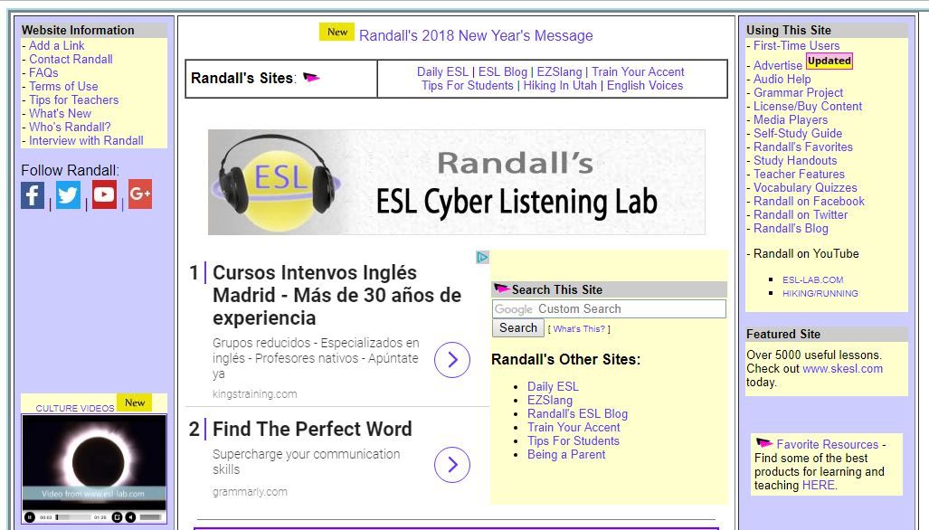 Webs Para Aprender Inglés Esl Cyber