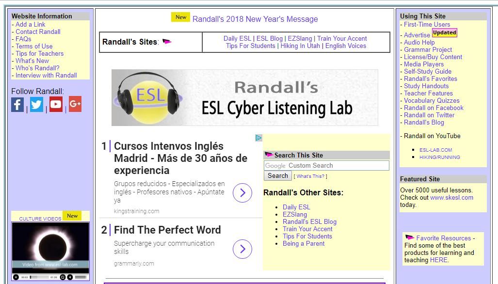 webs para aprender inglés ESL Cyber