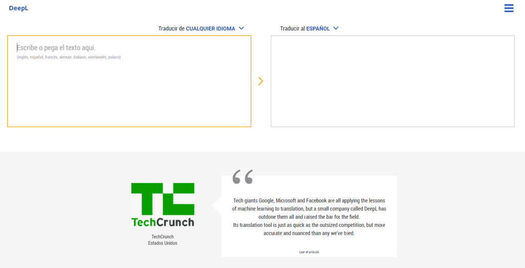 DeepL traductores online gratuitos