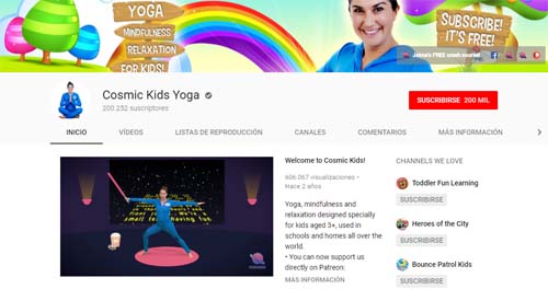 Cosmic Kids Yoga: canales de YouTube para Infantil y Primaria