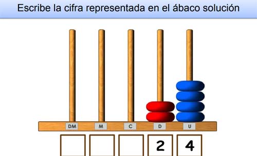 Suma y representa en el ábaco