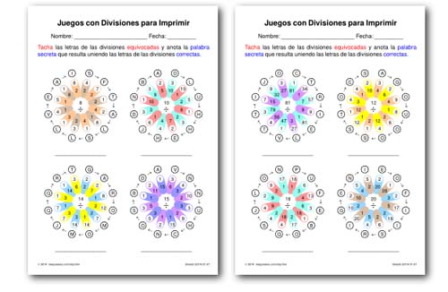 Juego con divisiones para imprimir