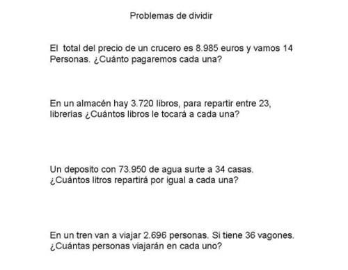 Problemas matemáticos con divisiones