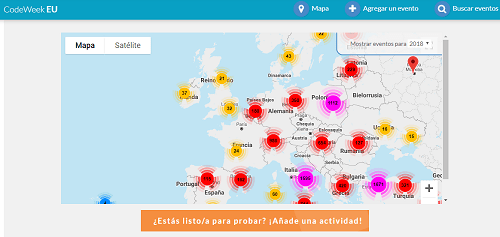 Mapa de la Semana del Código Europea