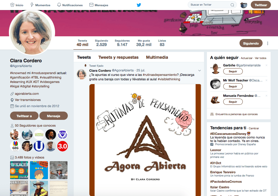 twitter clara cordero aprendizaje basado en el pensamiento