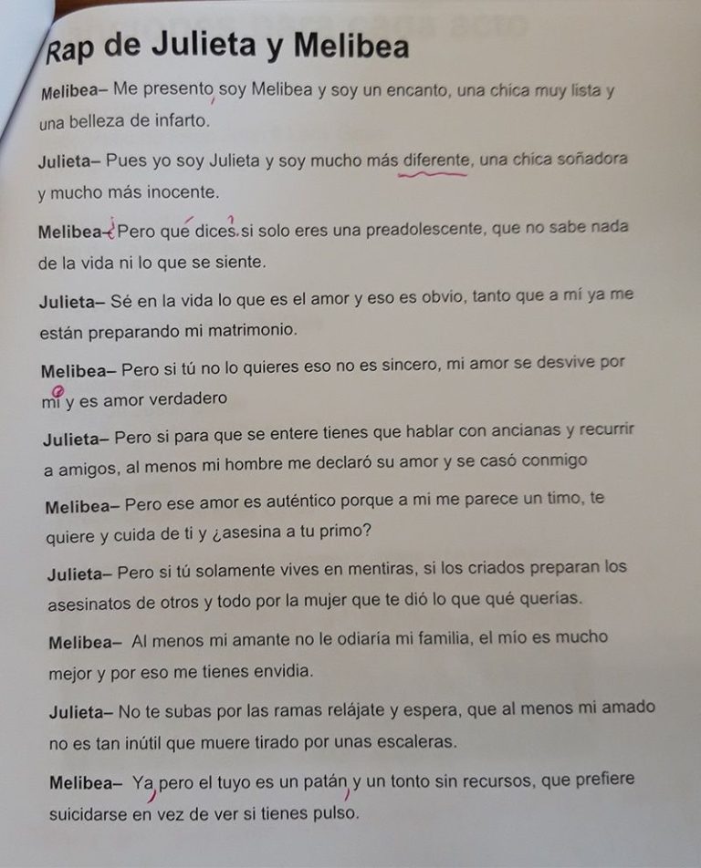 Batalla de gallos entre Julieta y Melibea