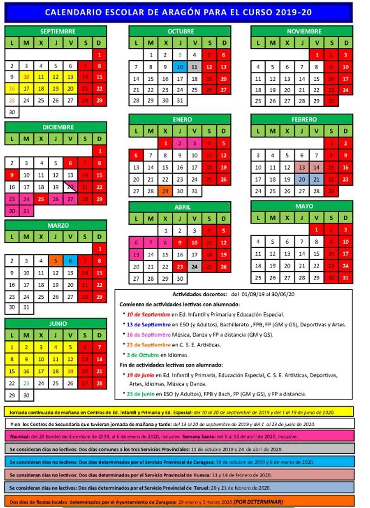 Calendario Escolar Aragon1