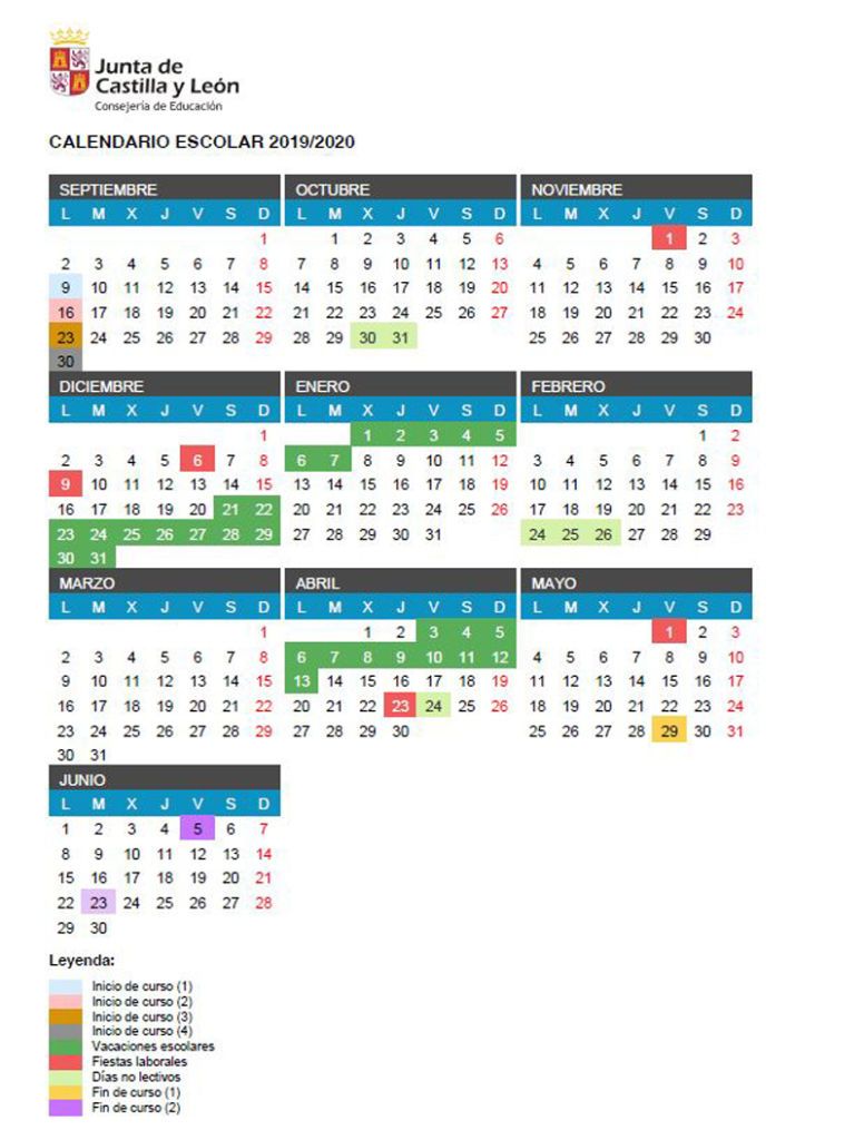 Calendario Castilla Y León