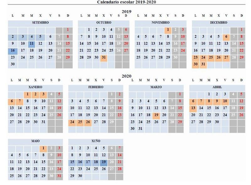 Calendario escolar Galicia