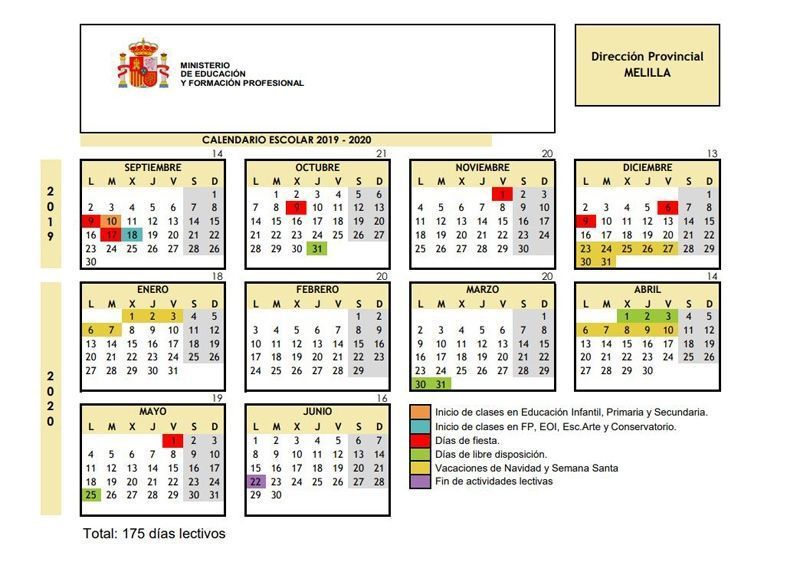 Calendario Escolar Melilla