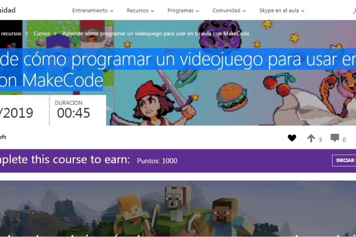 ¡Crea tu propio videojuego educativo para clase! Microsoft makecode