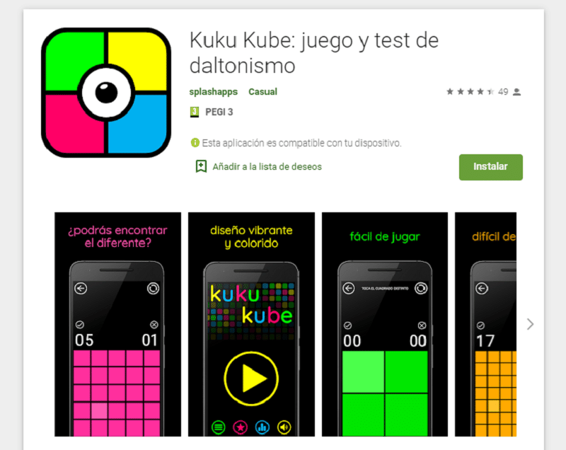 Kuku Kube apps daltonismo