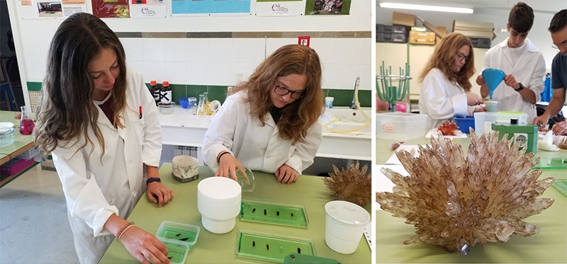 Estudiantes de IES Sulayr de Pitres investigan en el laboratorio sobre la formación de cristales