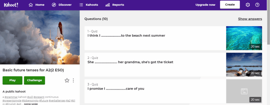 enseñar inglés con Kahoot