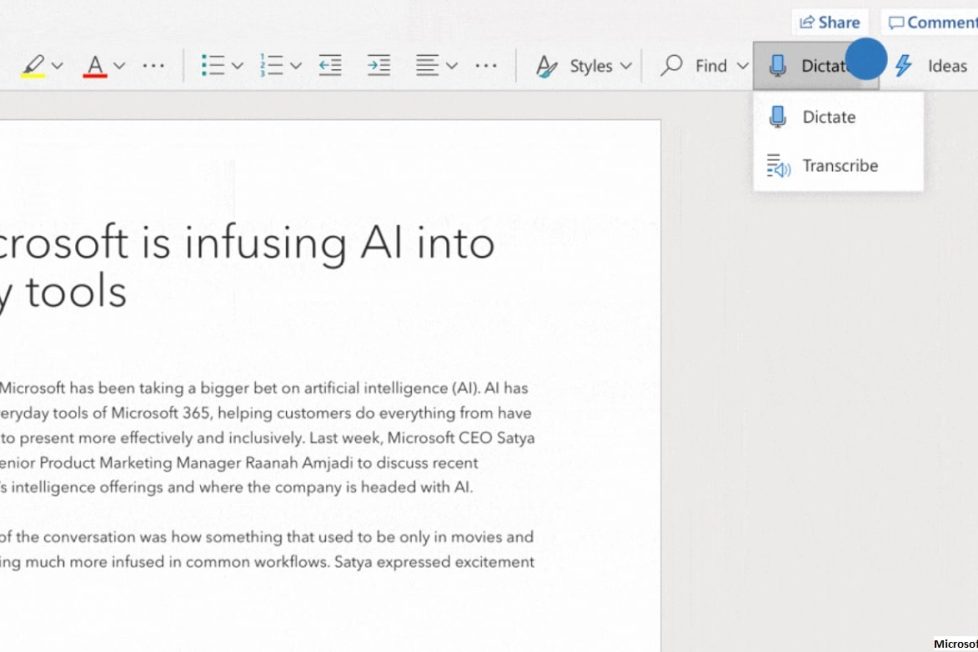 La transcripción de audio a texto automática con Word Microsoft transcripción de audio