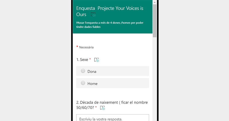 encuesta del proyecto Your Voice is Ours