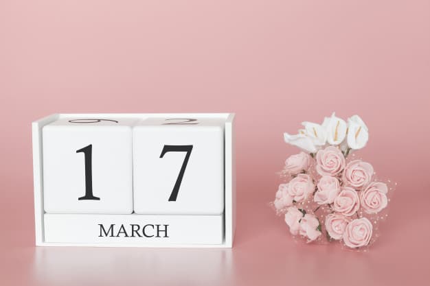 17 Marzo Dia 17 Mes Calendario Cubo Rosa Moderno 73102 924
