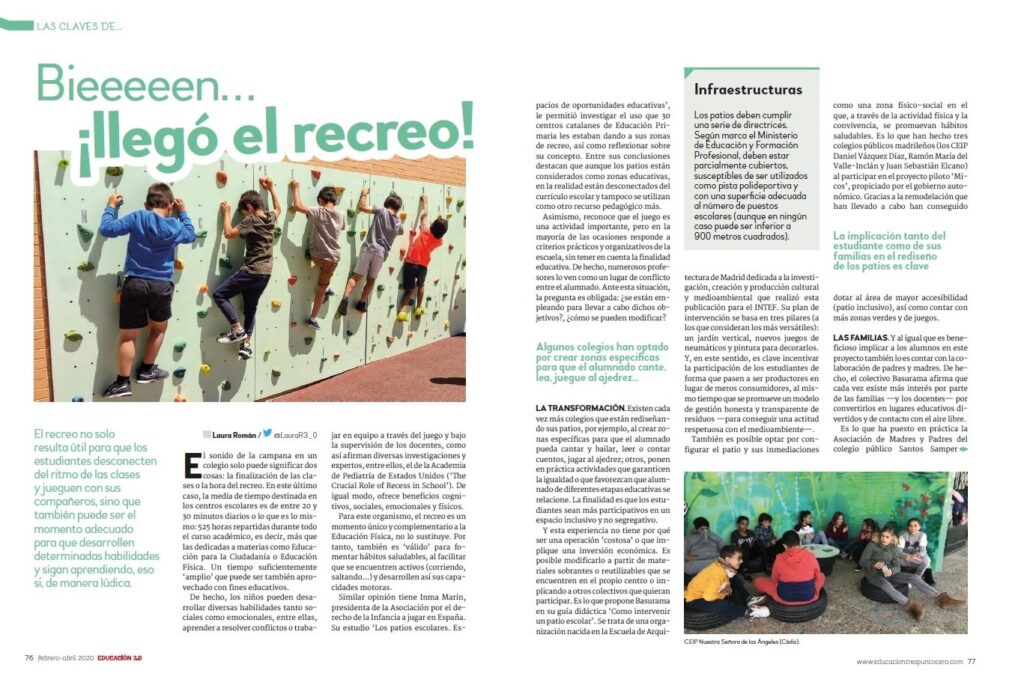 llegó el recreo 37 de la Revista EDUCACIÓN 3.0