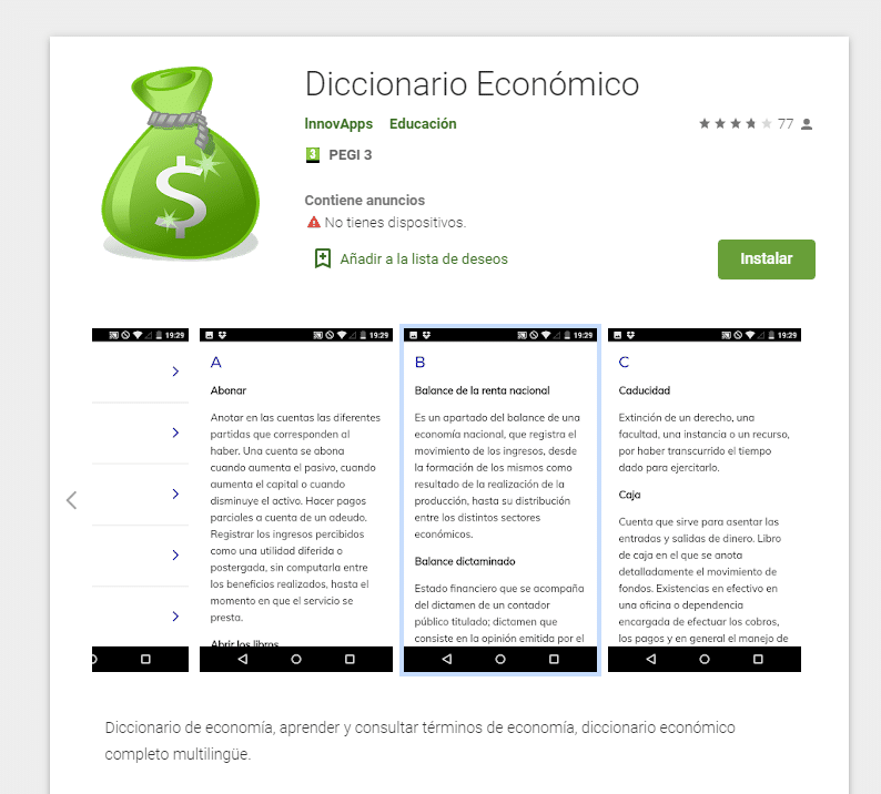 App diccionario de Economía 