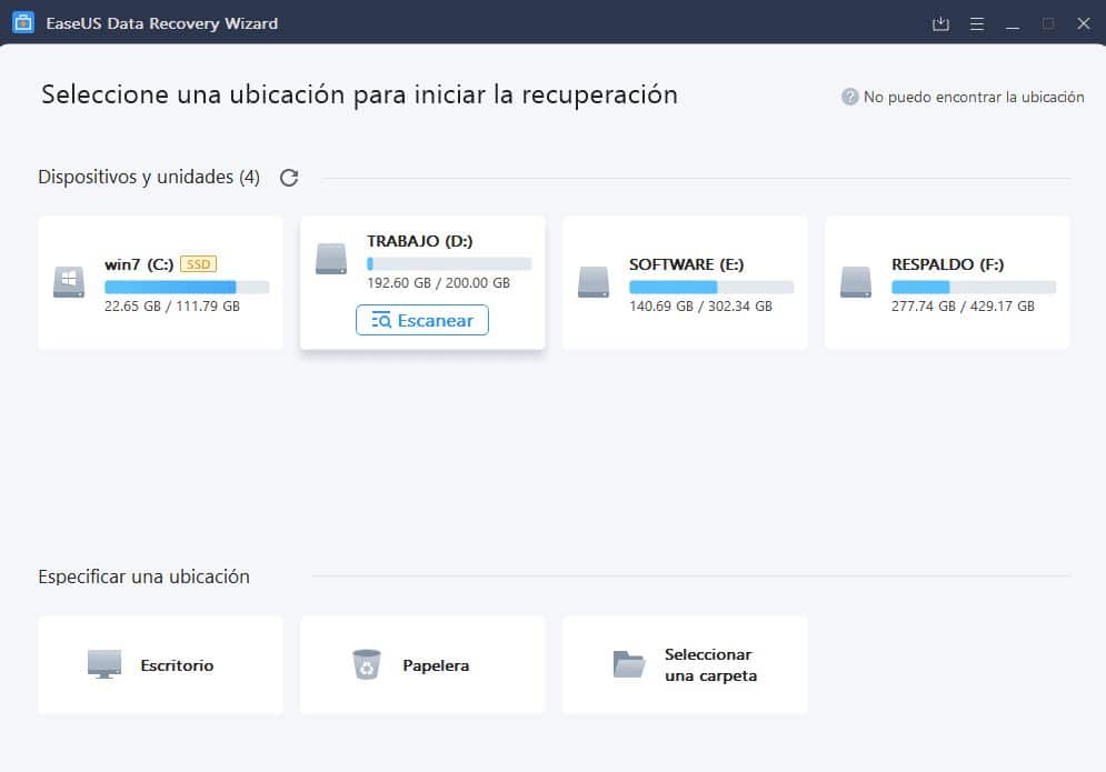 EaseUs recuperar archivos borrados