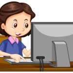 niña usando ordenador