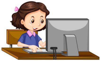 niña usando ordenador