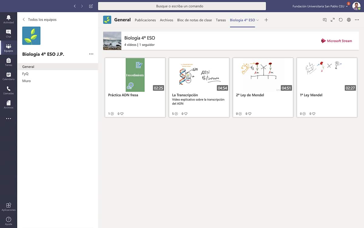 TEAMS canal de videos