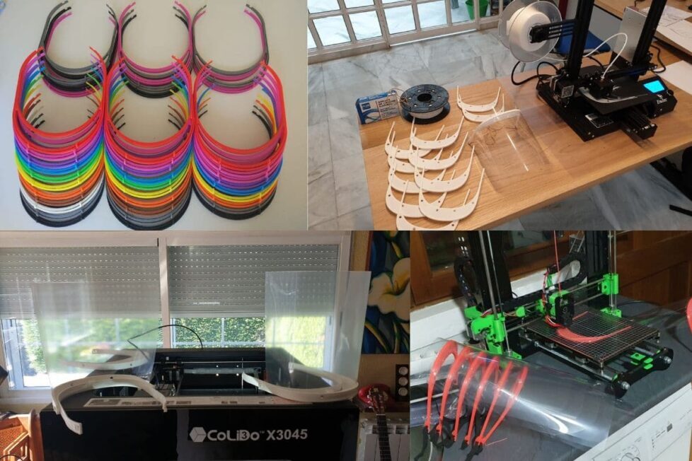Viseras fabricadas con impresoras 3D de diferentes centros