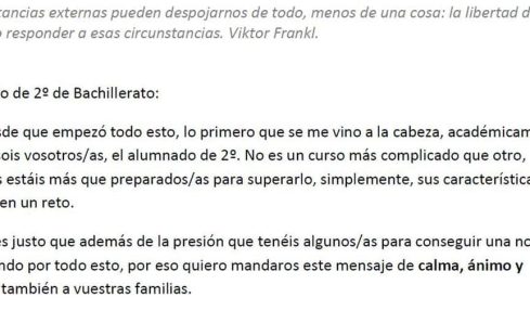 carta alumnado Bachillerato