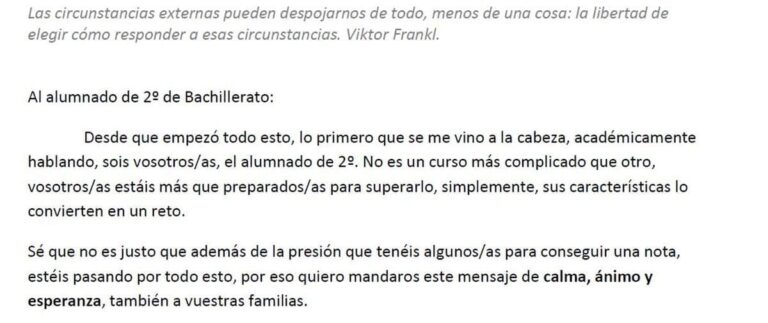 carta alumnado Bachillerato